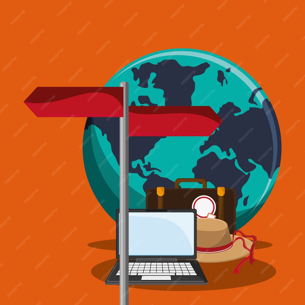 Globe with travel icons